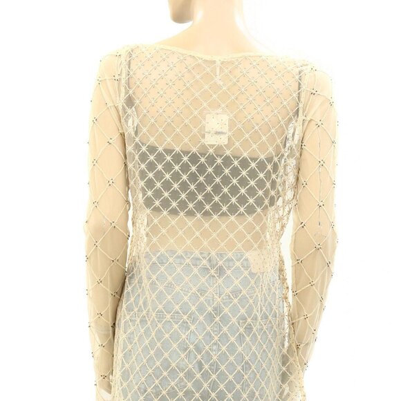 Free People Cross My Heart Tunic Top Barnacle Mauve Sheer Embellished S 257025 - Picture 9 of 9